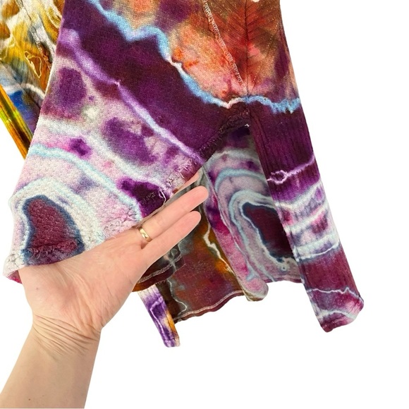 Free People Thermal Tunic Tee Shirt Womens Size XS Small Oversized Tie Dye Multi - Picture 7 of 12